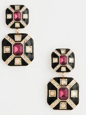 NWT CHICO'S Art Deco Purple Drop Earrings